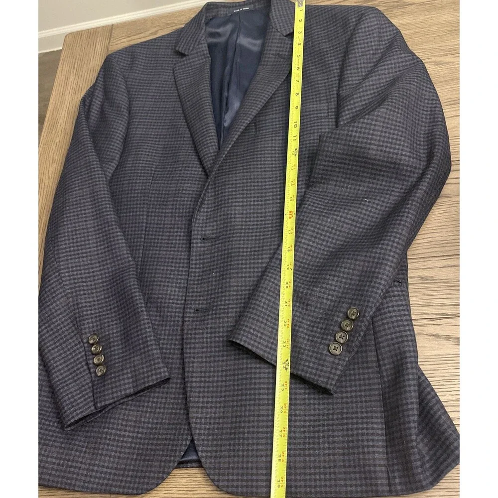 Ralph Lauren Dillards Mens Blazer Custom Fit Jacket Size 40 S Blue Plaid Coat